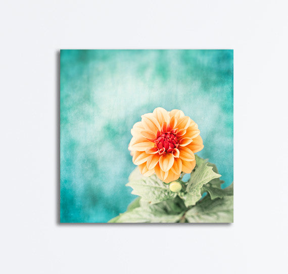 Aqua Blue Orange Flower Canvas by carolyncochrane.com