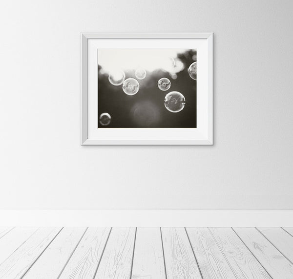Black and White Bathroom Art by carolyncochrane.com | Laundry Soap Bubbles Decor