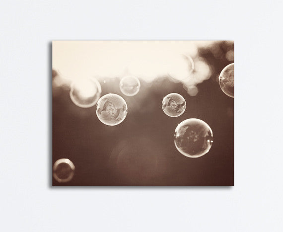 Bubble Photography Canvas by carolyncochrane.com | Brown Bathroom or Laundry Room Decor