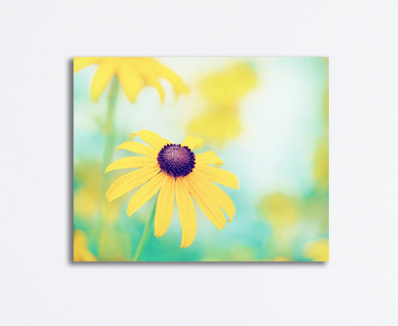 Yellow Turquoise Flower Canvas Photography by carolyncochrane.com
