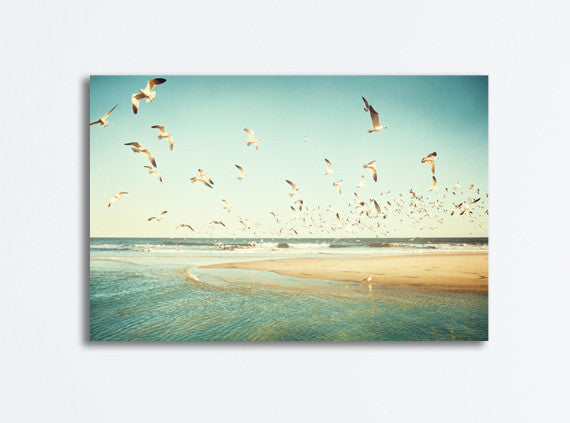 Birds Flying Beach Canvas Print by carolyncochrane.com