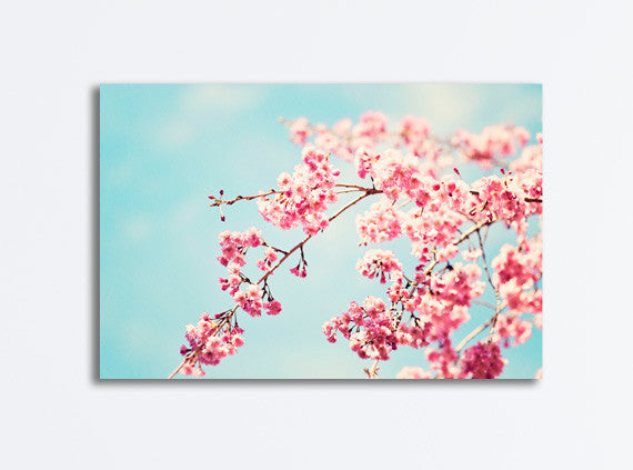 Pink Blue Floral Canvas Art by carolyncochrane.com