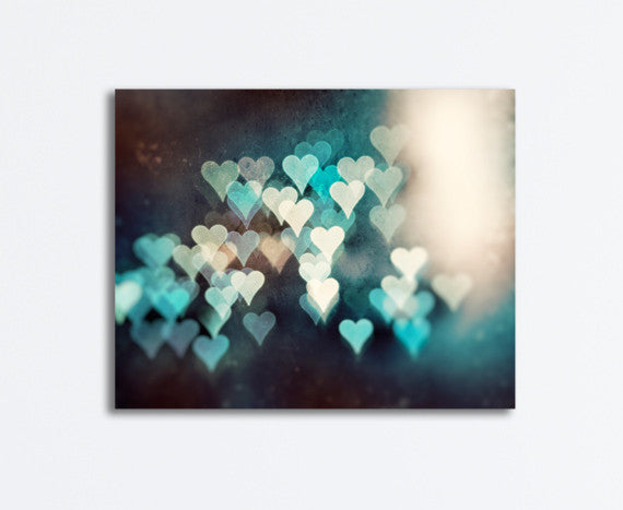 Teal Abstract Hearts Canvas by carolyncochrane.com